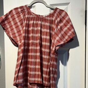 Madewell Red Plaid Blouse